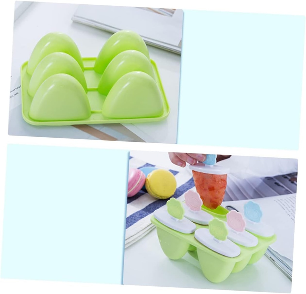 2pcs Ice Cream Molds Lids Maker for Home Use Green Food-grade Easy to Clean Fun Smile Face Design
