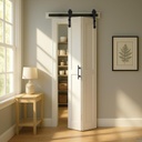 S&Z TOPHAND® 30X84(Double 15x84) White Bi-fold Barn Door Sliding FoldingDoor Double BarnDoor with Hardware Kit & Handle,Solid MDFDoor with Water-Proof PVC Surface,Complete Door, no Assembly Required