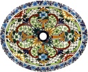 14" x 17" Talavera Mexican Ceramic Bathroom Sink Oval Drop-in - Acambaro