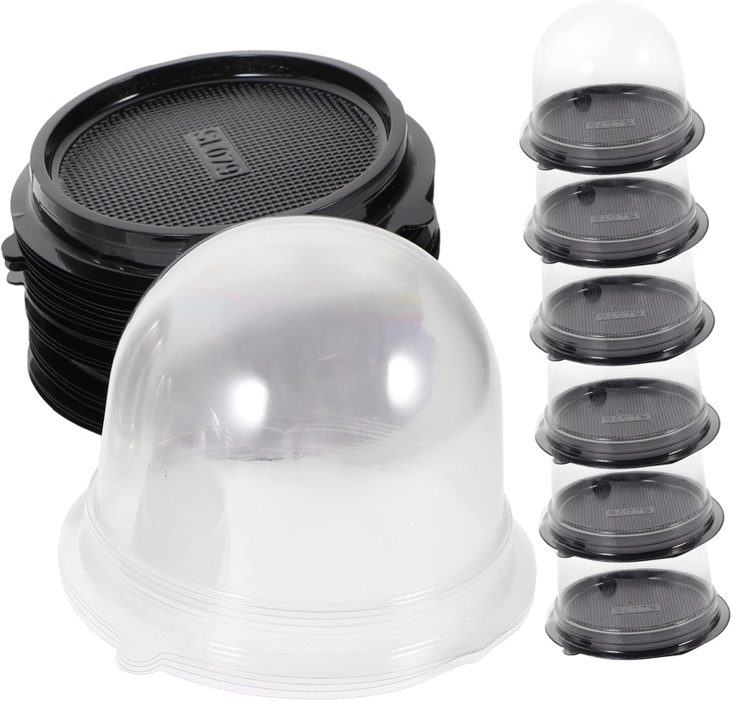 IMIKEYA 50sets Clear Cake Box Transparent Round Cake Carriers Lids for Storing and Transporting Small Desserts for Bakeries and Parties