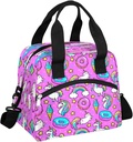 Cute Rainbow Unicorn Donut Insulated Lunch Bag for Women Men Reusable Waterproof Lunch Box Cooler Tote Bag One shoulder portable meal bag Portable Adult Lunchbox for Work Picnic Hiking Beach