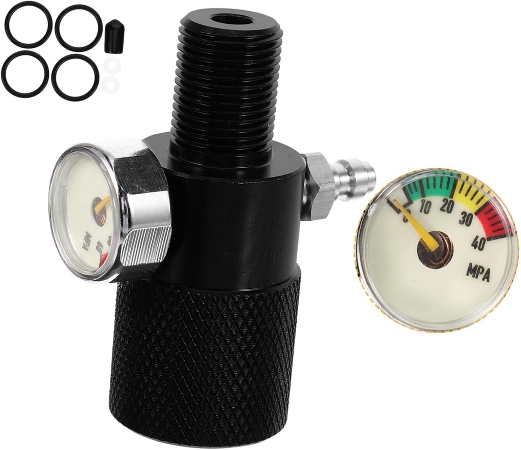 Tank Fill Adapter with Pressure Gauge Quick Connect Male Connector for Soda Maker and Inflatable Equipment Durable for High-pressure Inflation up