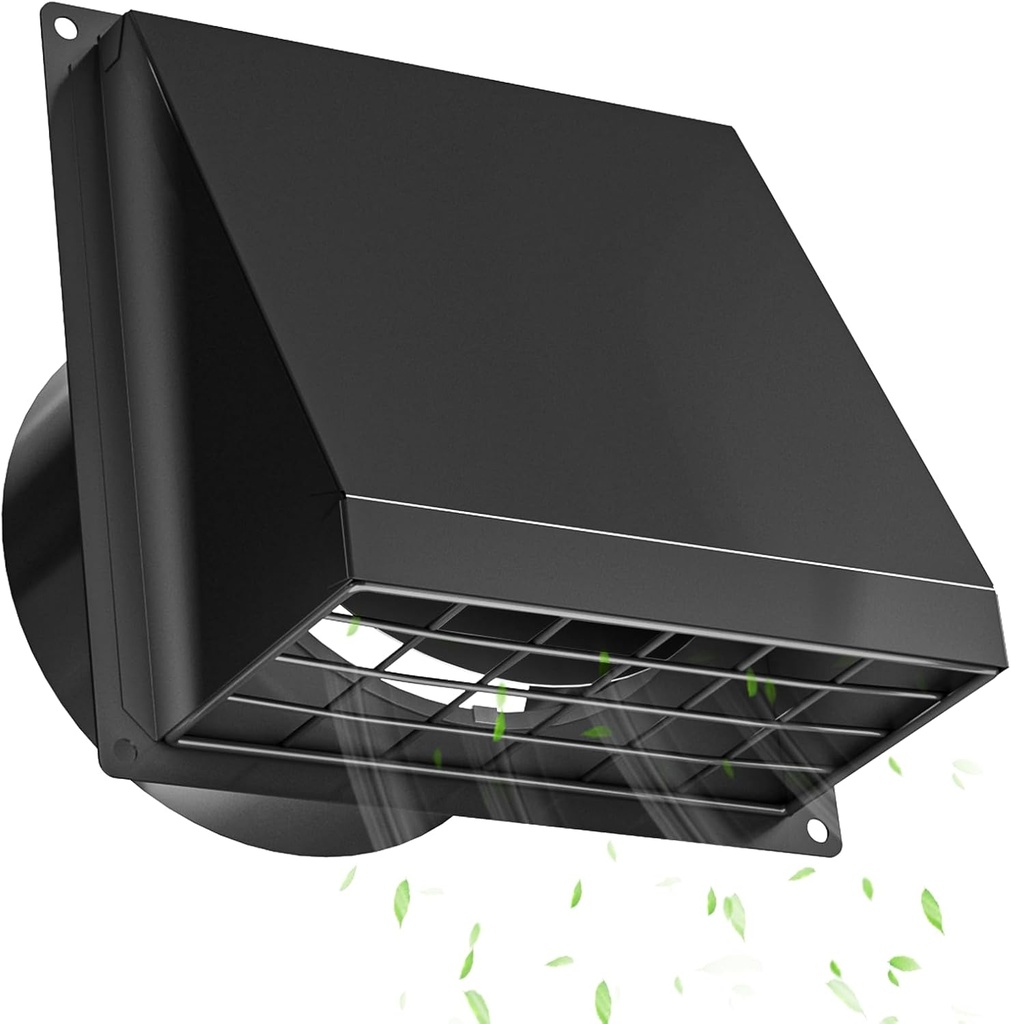 Hon&Guan 4 Inch Dryer Vent Cover Outside with Removable Mesh, Wall Mount Extractor Vent with Rubber Cushioned Non-Return Flap, High Quality Iron Outside Dryer Vent Cover for House