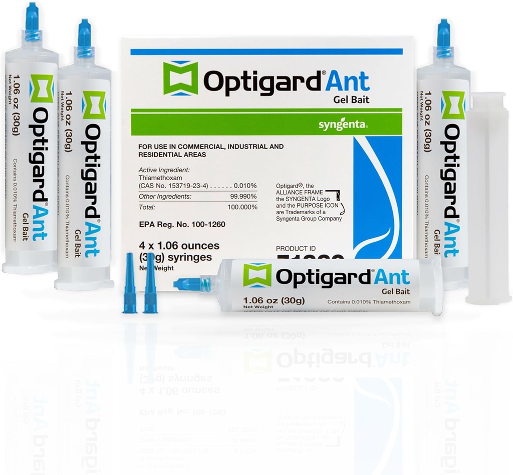 Syngenta - TRTD11568 - Optigard Ant Bait Gel Box - 4 Tubes w/ Plunger - 30g each tube, White