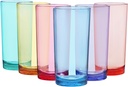 US Acrylic Classic Plastic Reusable Drinking Glasses (Set of 6) 24oz Iced Tea Cups Assorted Colors | BPA-Free Tumblers, Made in USA | Top-Rack Dishwasher Safe