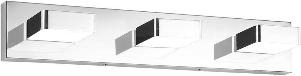 3-Light LED Modern Bathroom Vanity Light Fixtures (24-Inch, Cool White 6000K), Modern Acrylic Bathroom Wall Lighting Fixtures Over Mirror, Chrome