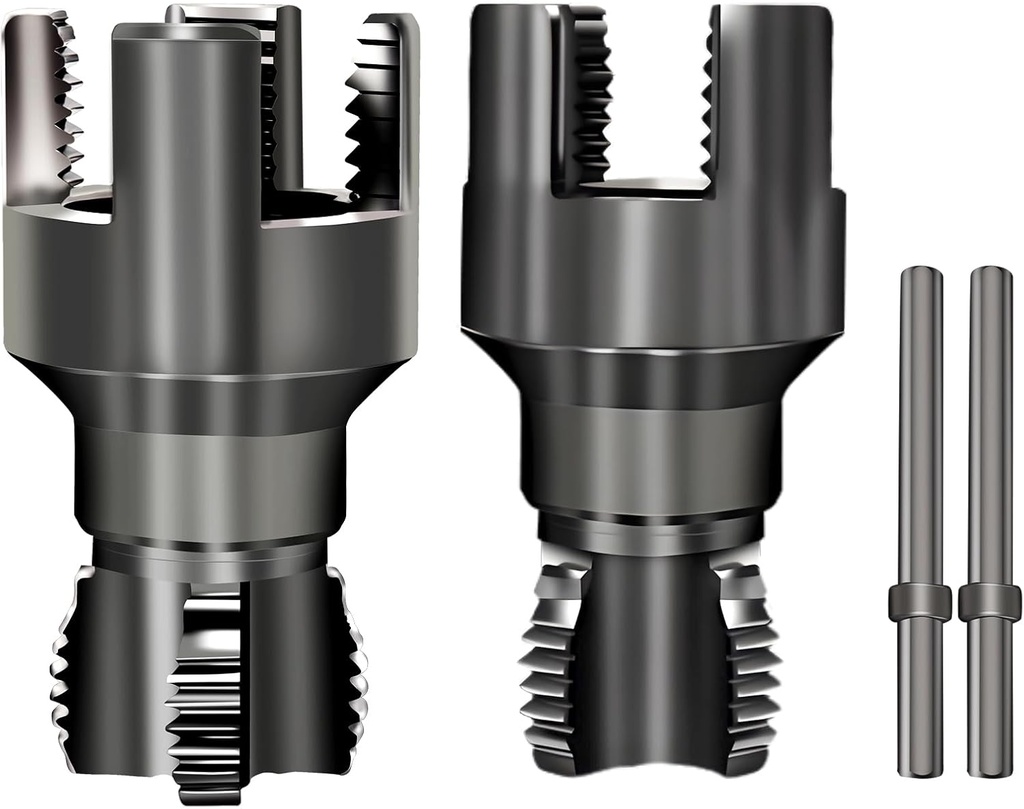 2Pcs Integrated Internal & External Pipe Threading Tool - 1/2" & 3/4", Upgraded Dual-Function Pipe Thread Cutting Tool, Electric Drill Compatible Pvc & Plastic Pipe Threader Kit