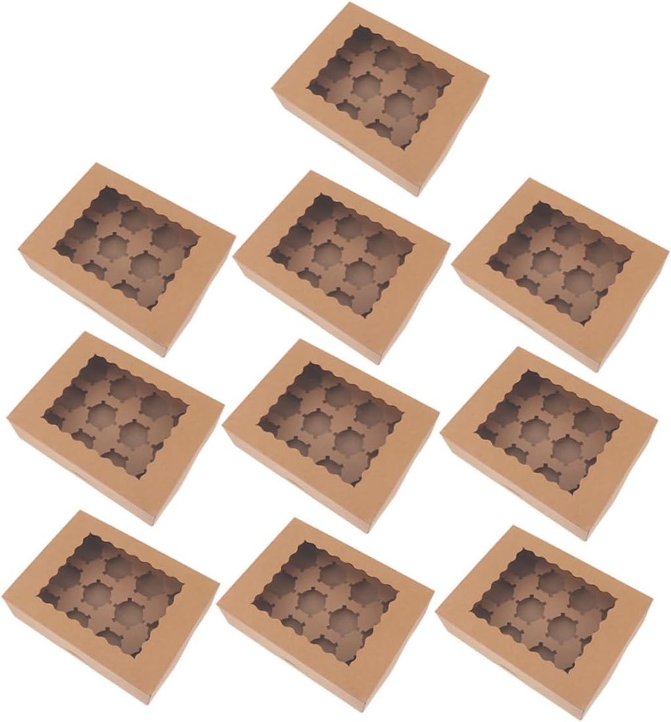 10pcs Portable Cupcake Boxes with Clear Window Sturdy Muffin Storage Containers for Home Bakery Use Multipurpose Treat Boxes