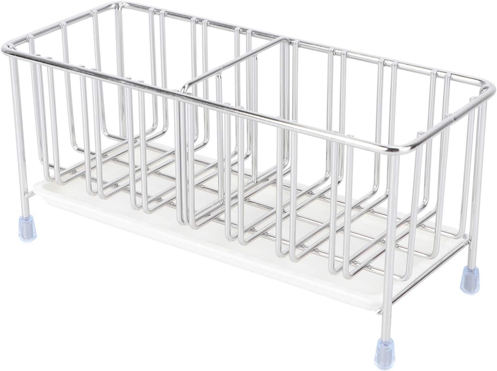 Cabilock 1pc Stainless Steel Multi-Function Drain Basket for Kitchen Sink Space-Saving Sponge and Dishcloth Storage Rack Elegant Silver Design for Modern Kitchens