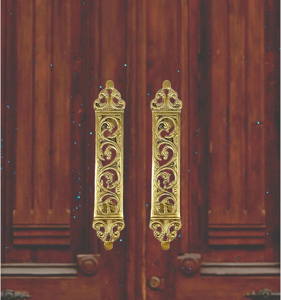 LoveNspire Designer Door Pull Handles Antique Gold Finish 11.7 Inches Pair of 2 Brass Door Knobs for Drawer, Shelf, Cabinet, Wardrobe, Almirah Housewarming Gift