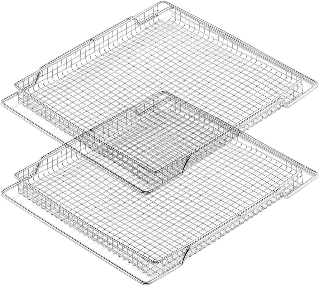 304 Stainless Steel BOV900 Air Fryer Basket Replacement Parts for Breville Smart Oven Air Fryer Pro BOV900BSS Mesh Basket SP0016259 BOV950 BOV950BSS Air Fryer Rack Oven Rack Airfryer Basket 2 Pcs