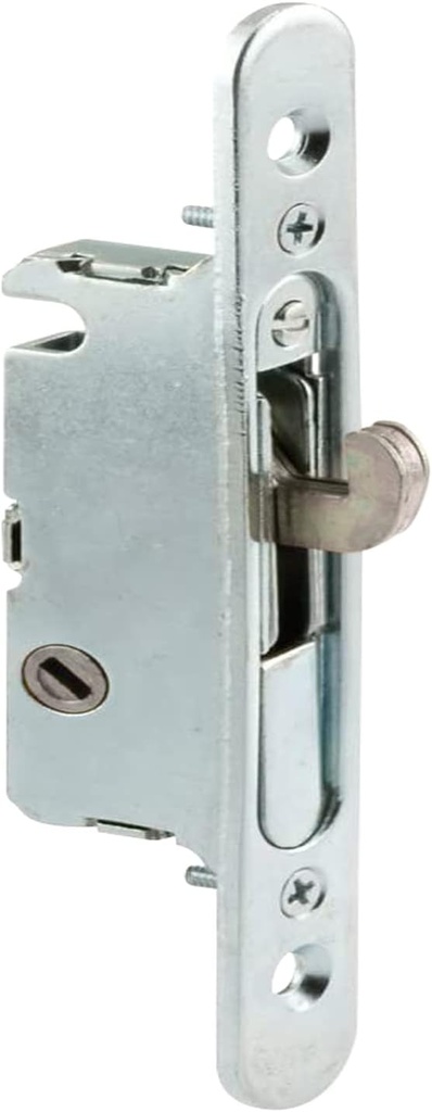 HauSun Mortise Lock with 45 Degree Keyway and Round Faceplate,Adjustable,Spring-Loaded Hook Latch Replacement for Sliding Patio Doors Constructed of Wood, Aluminum and Vinyl, 4-5/8"