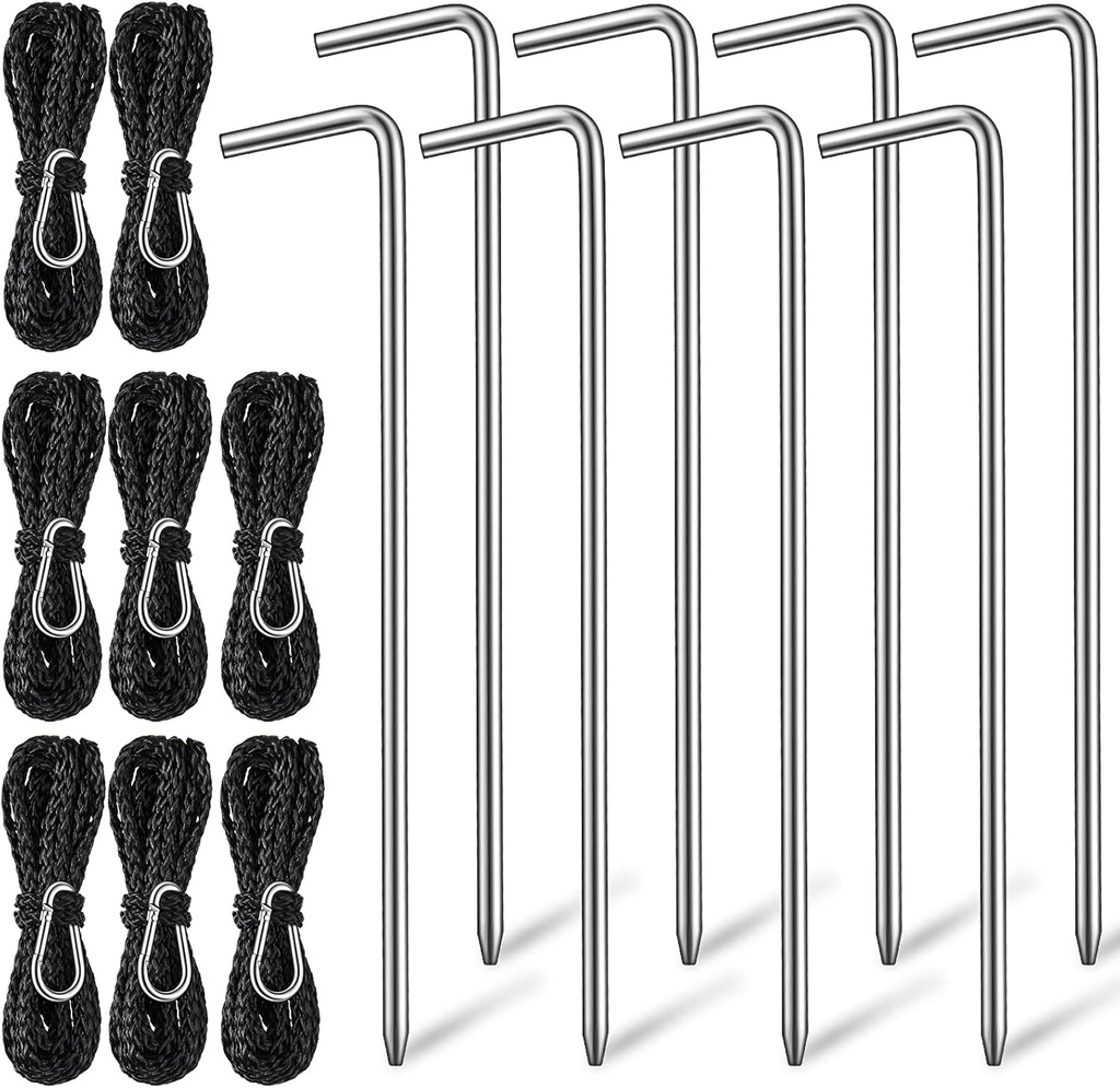 Zhengmy Inflatable Stakes and Tethers Decorations Set Metal Rope Stakes Stakes and Rope Tethers with Hooks Replacement Yard Inflatable Accessories for Garden Home Lawn Outdoor Holiday