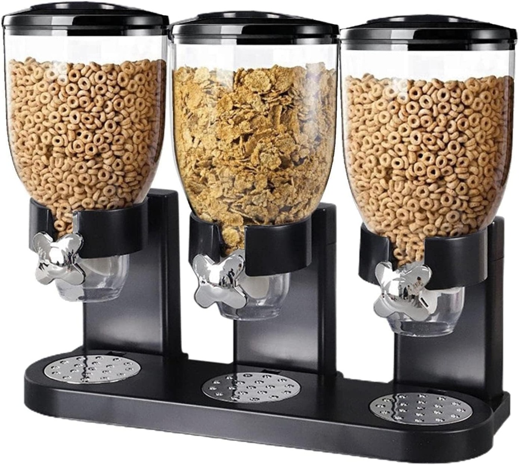 Triple Food Dispenser Cereal Containers Storage Dispenser Food Storage Container Cereal Dispenser Countertop For Candy Nut Grain Granola Snack Preserving Freshness Easy Serving