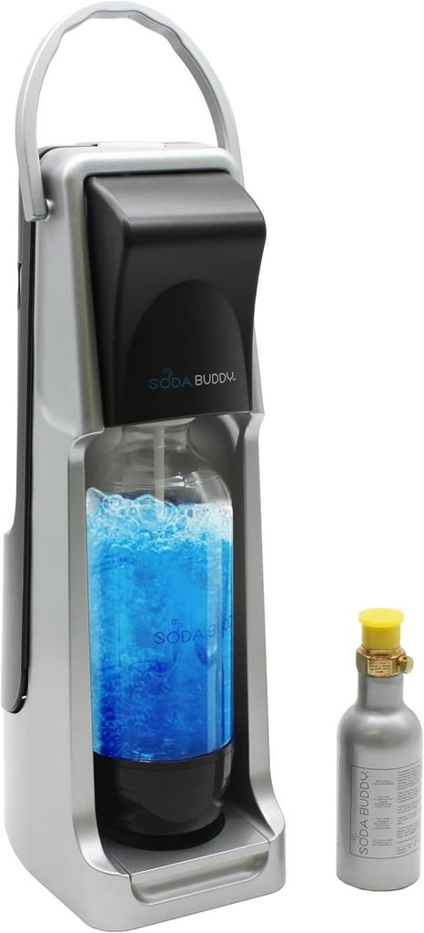 Flame King SodaBuddy Sparkling Water and Soda Maker, Bundle Includes 1 Soda Machine, 1 BPA-Free Bottles, and 1 4-Oz CO2 Carbonator