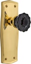Nostalgic Warehouse 726954 Prairie Plate Single Dummy Crystal Black Glass Door Knob in Unlaquered Brass