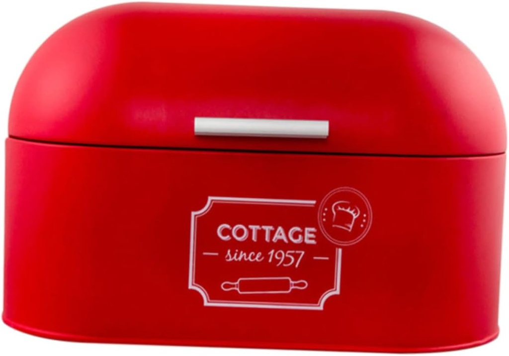 VICASKY European Large Metal Bread Box Dustproof Food Storage Container for Kitchen Counter Multi Functional Household Organizer with Smooth Surface Red and Compact Bread Bin for Cupcakes