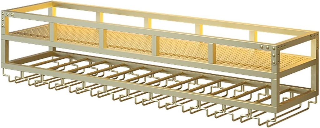 Wall Mounted Wine Rack, Iron Bar Shelves With LED Light, Metal Hanging Wine Glass Holder, Bottle Holder With Goblet Rack, Liquor Bottle Display Shelf, For Home Bar Cafe Kitchen Wine Cellar ( Color : G