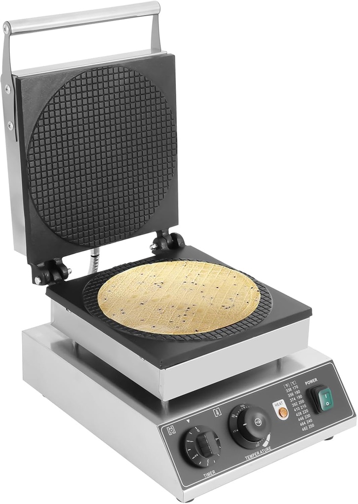 Electric Ice Cream Cone Waffle Maker Machine 110V 1500W Commercial Waffle Cone Iron Nonstick Coating Stainless Steel Crispy Waffle Roll Maker for Restaurant, Home, Snack Bar
