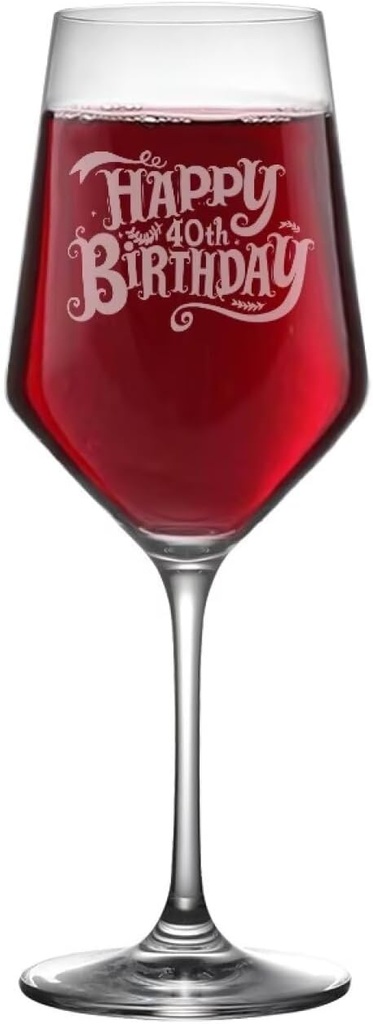 Flashideas 40 th Birthday Wine Glasses 18 oz Stemmed Wine Glass Water Juice Glasses Clear Glass Bar Glassware Fashion for Red Wine White Wine Juice Cocktail Wine