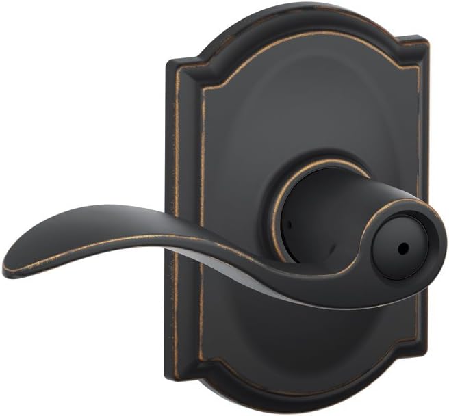 Schlage F40 ACC 716 CAM Accent Door Lever with Camelot Trim, Bed & Bath Privacy Lock, Aged Bronze