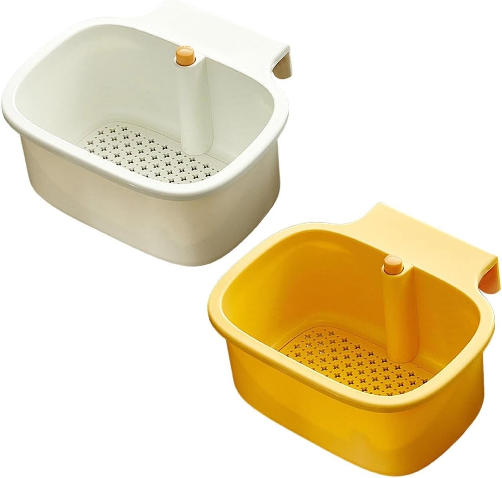 Strainer for Kitchen, Over the Sink Strainer Basket for Kitchen, Space Saving Outdoor Multiuse Foldable Sink Tub, Dishpan, Portable Storage Tray for Vegetable Washing, Camping, RV (2pc)