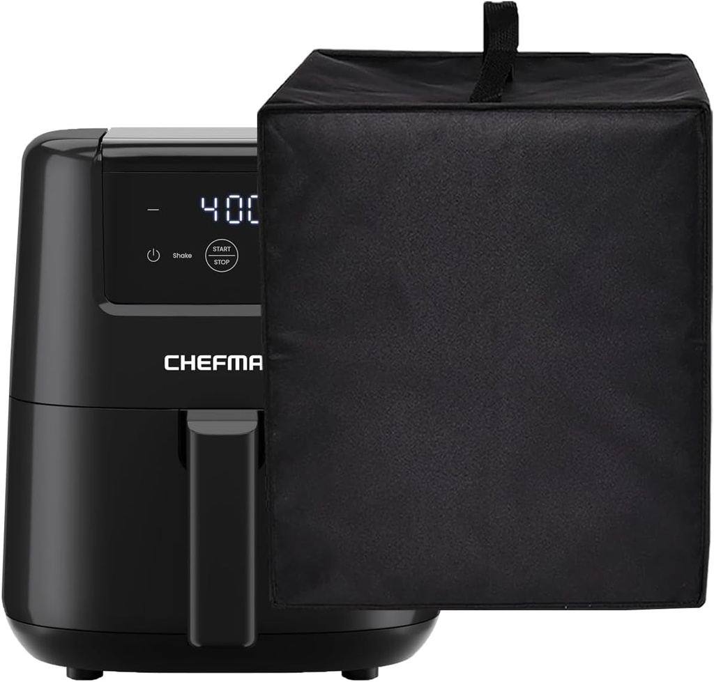 Dust Cover for Chefman Mini Air Fryer, Heavy Duty Heat-resistant Waterproof Nylon Fabric Dust Protective Air Fryer Cover Compatible with CHEFMAN 2 Qt Mini Air Fryer RJ38-2T (Black)