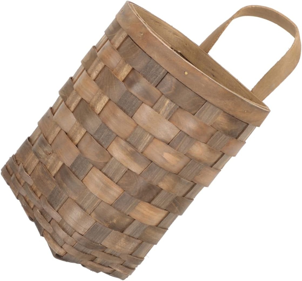 Multi Functional Woven Hanging Basket Wall Storage Basket for Kitchen Spoons Chopsticks Flower Decor with Handle Pastoral Style Organizer for Door Bathroom Bedroom Living