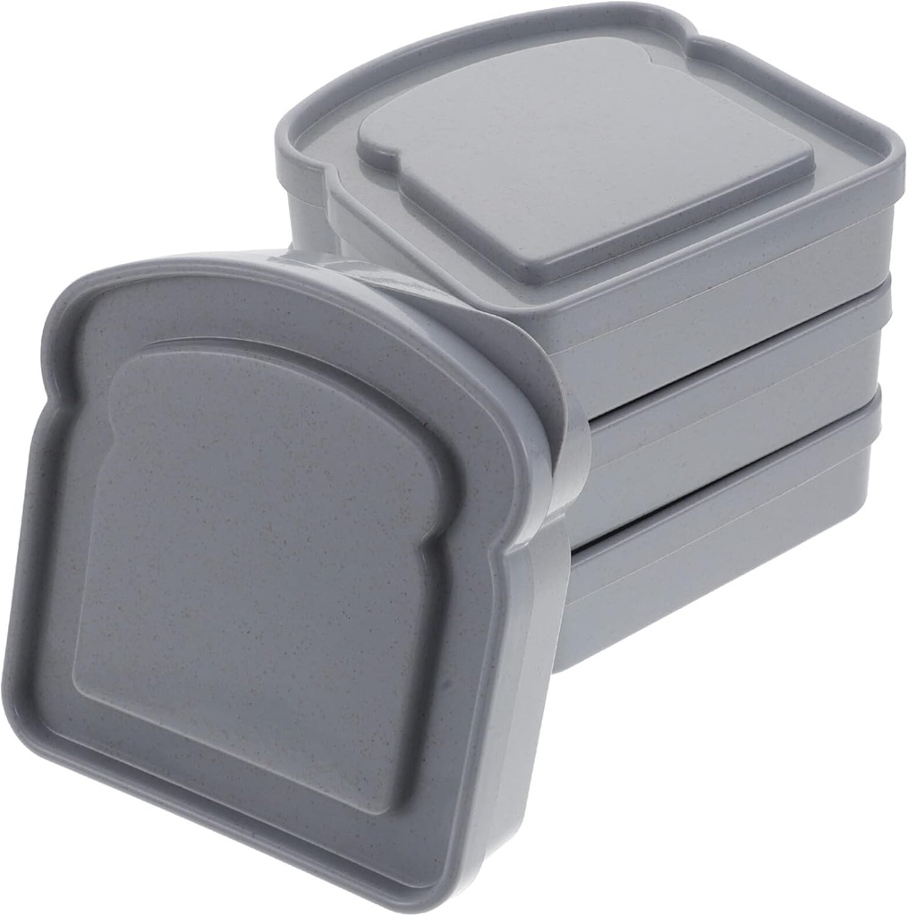 4pcs Portable Sandwich Containers Airtight Lunch Boxes with Lids Microwave Safe Bread Storage Box for Camping Easy to Store Food Organizer