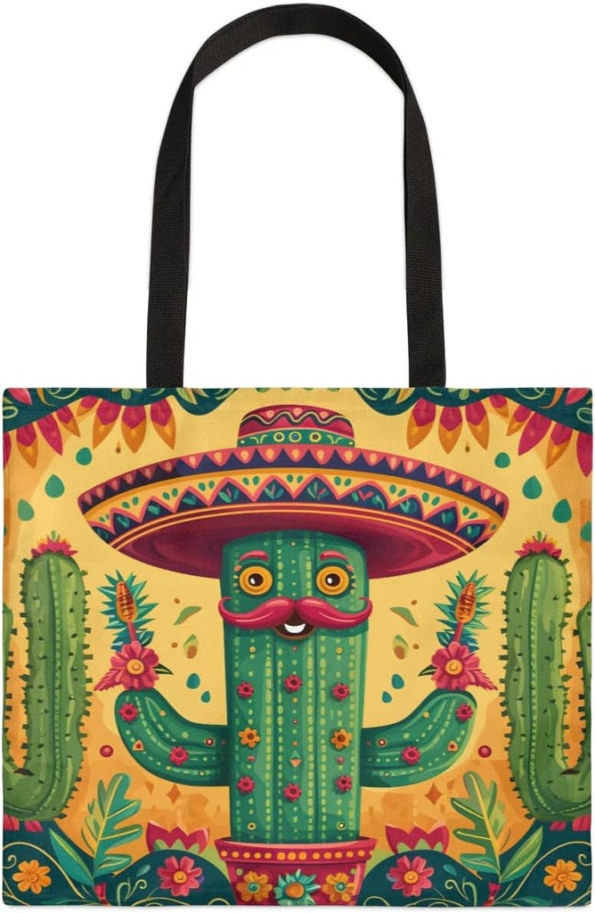Mr. Beard Cactus Canvas Tote Bag for Women Men Stylish Tote Handbag Shoulder Bag Reusable Grocery Bag Shopping Cloth Bag with Handles Portable Gift Bag （19.5"x17.9"）