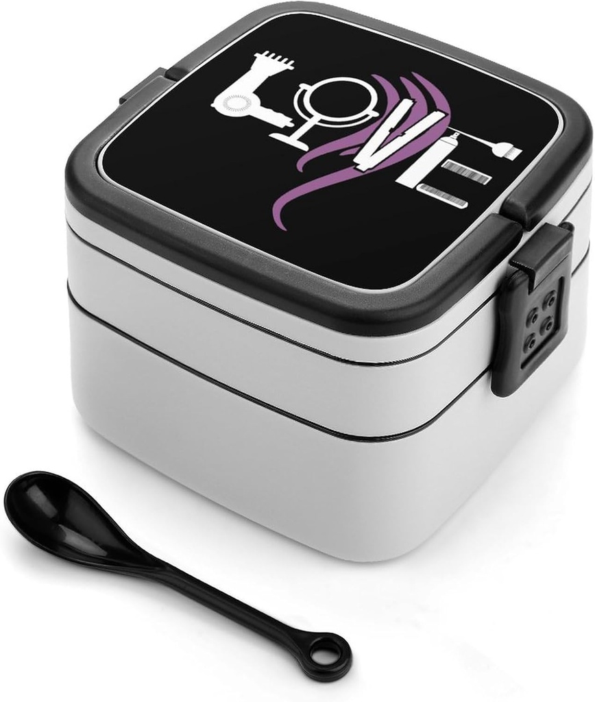 Hairdresser Love Portable Bento Box with Handle 2 Compartment Leak-Proof Stackable Lunch Box for Work Picnic Camping