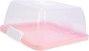 iplusmile Portable Transparent Cake Carrier with Handle Thickened Plastic Dessert Storage Container with Lid Reusable Cake Box for Bakery Home and Party Use Square Pink Design