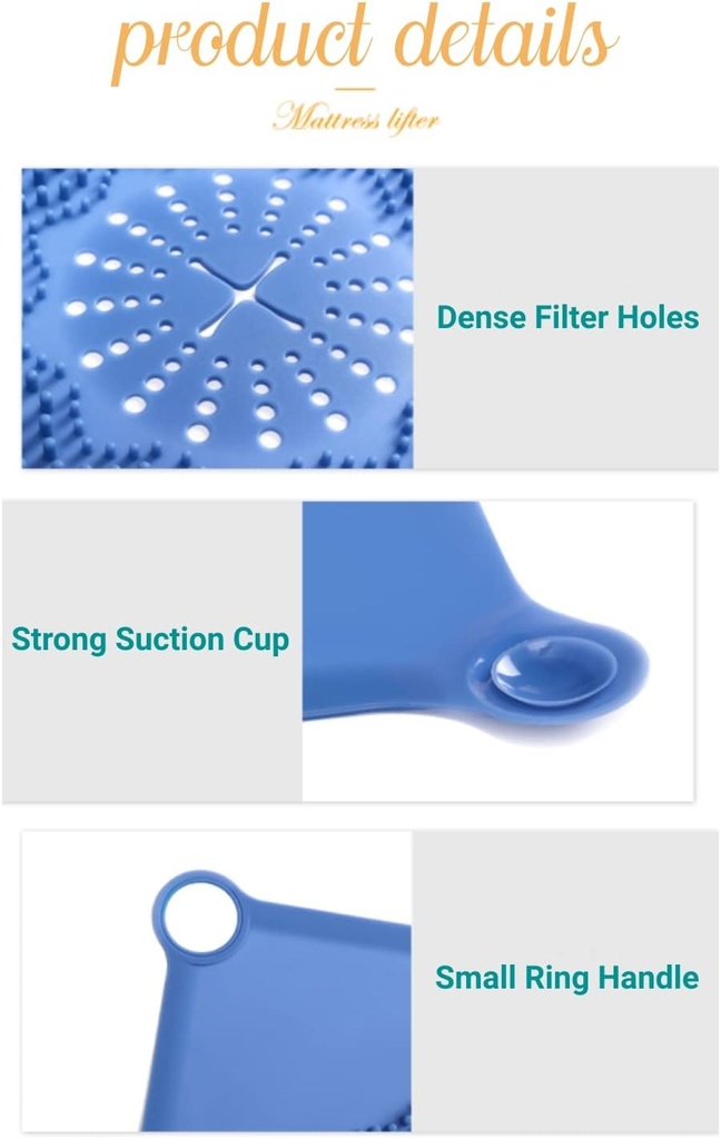 Silicone Shower Drain Hair Catcher, Hair Drain Catcher, Shower Hair Stopper Hair Catcher with Suction Cup, Shower Drain Strainer, Drain Cover Suit for Bathroom Bathtub, Bathroom Drain Protector