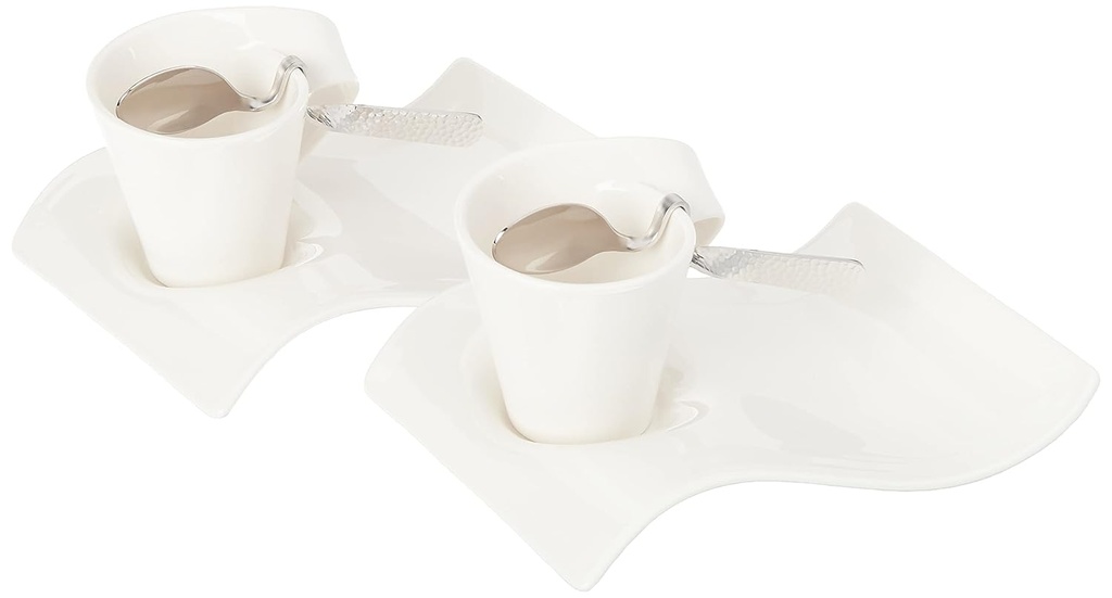 Villeroy & Boch NewWave Caffe 6-Piece Espresso Set, Set for 2, Premium Porcelain, Made in Germany