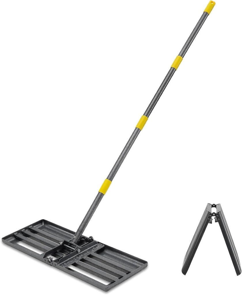 Lawn Leveling Rake, Heavy Duty 30"x10" Foldable Leveler Plate, 6FT Adjustable Stainless Steel Leveling Rake, Reinforced Welds Level rake for Soil, Dirt, Ground, Yard, Top Dressing, Landscaping