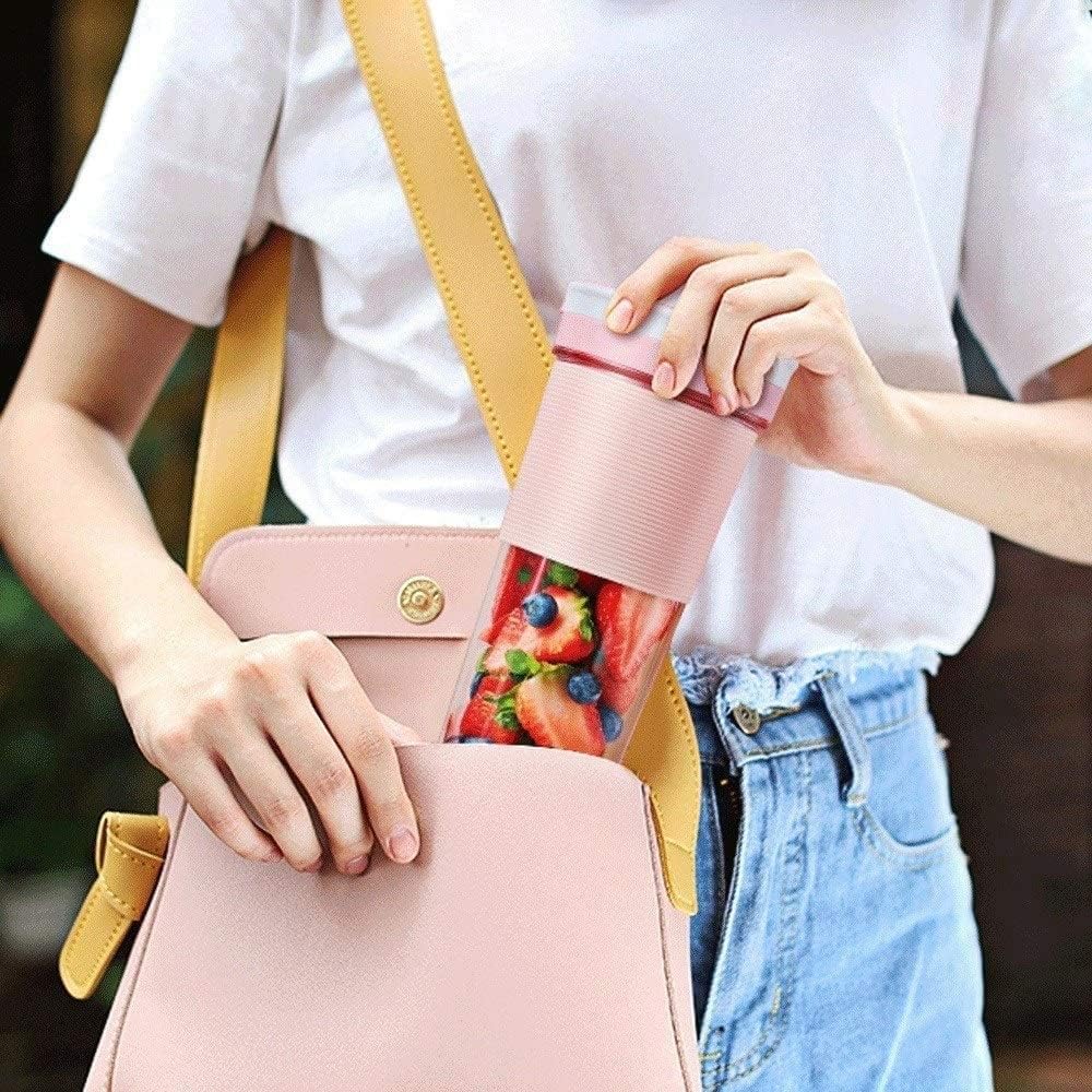 Juicer,Home Mini Portable Blender,with 304 Stainless Steel Blade,One-touch Double-click Start,400ML USB Rechargeable Juicer Mixer,for Home,Office,Sports,Travel,Outdoors