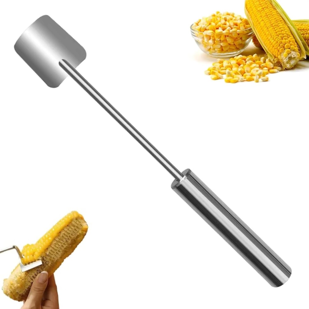 Upgrade Long Handle Stainless Steel Corn Cob Stripper Tool, Easy Clean Corn Peeler Corn Cob Stripper Tool, Corn on the Cob Cutter Kernel Remover for Home Kitchen Gadget (1pcs)
