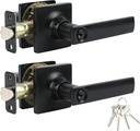 BAOLONG Exterior Door Handle Heavy Duty Keyed Entry Door Lever,2Pack Interior Privacy Door Lever,One Keyway Entry Keyed Alike Same Key Entrance Lockset, Entrance Handleset, Matte Black Finish
