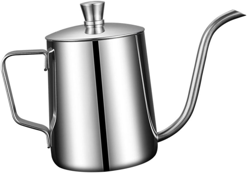 Stainless Steel Coffee Pot with Lid Durable Espresso Kettle for Home Brewing Mini Pour-over Teapot with Long Narrow Spout for Coffee Lovers