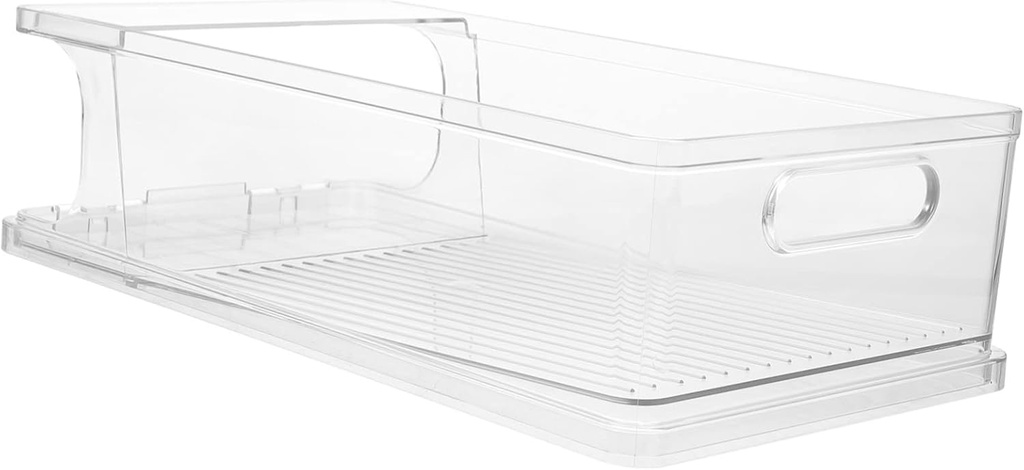 PRETYZOOM 2pcs Refrigerator Storage Boxes Stackable Can Holders for Drinks Organized Pantry Storage Plastic Beverage Dispensers Smooth Surface for Easy Access