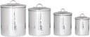 Old Dutch 4 Piece Hammered Canister Set, Stainless Steel
