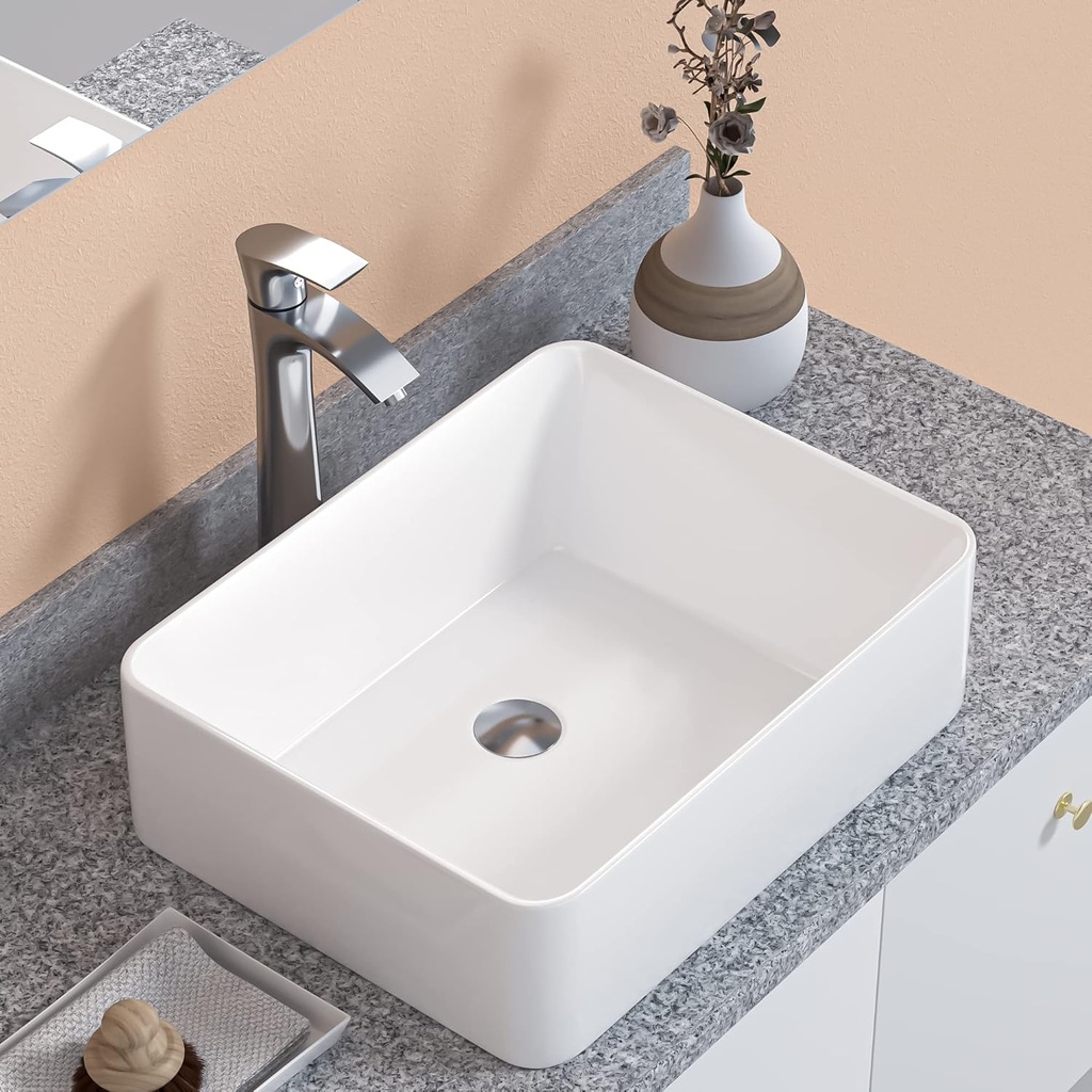 Bathroom Vessel Sink Rectangle Vessel Bathroom Sink 19 x 15 Inch White Bathroom Sink Ceramic Above Counter Vanity Sink Art Basin