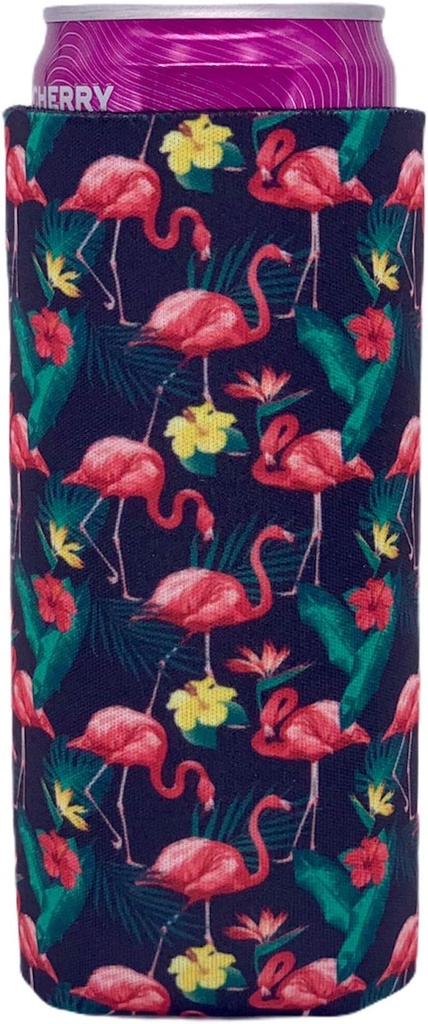 Flamingo Pattern Slim Can Coolie (2 Pack)