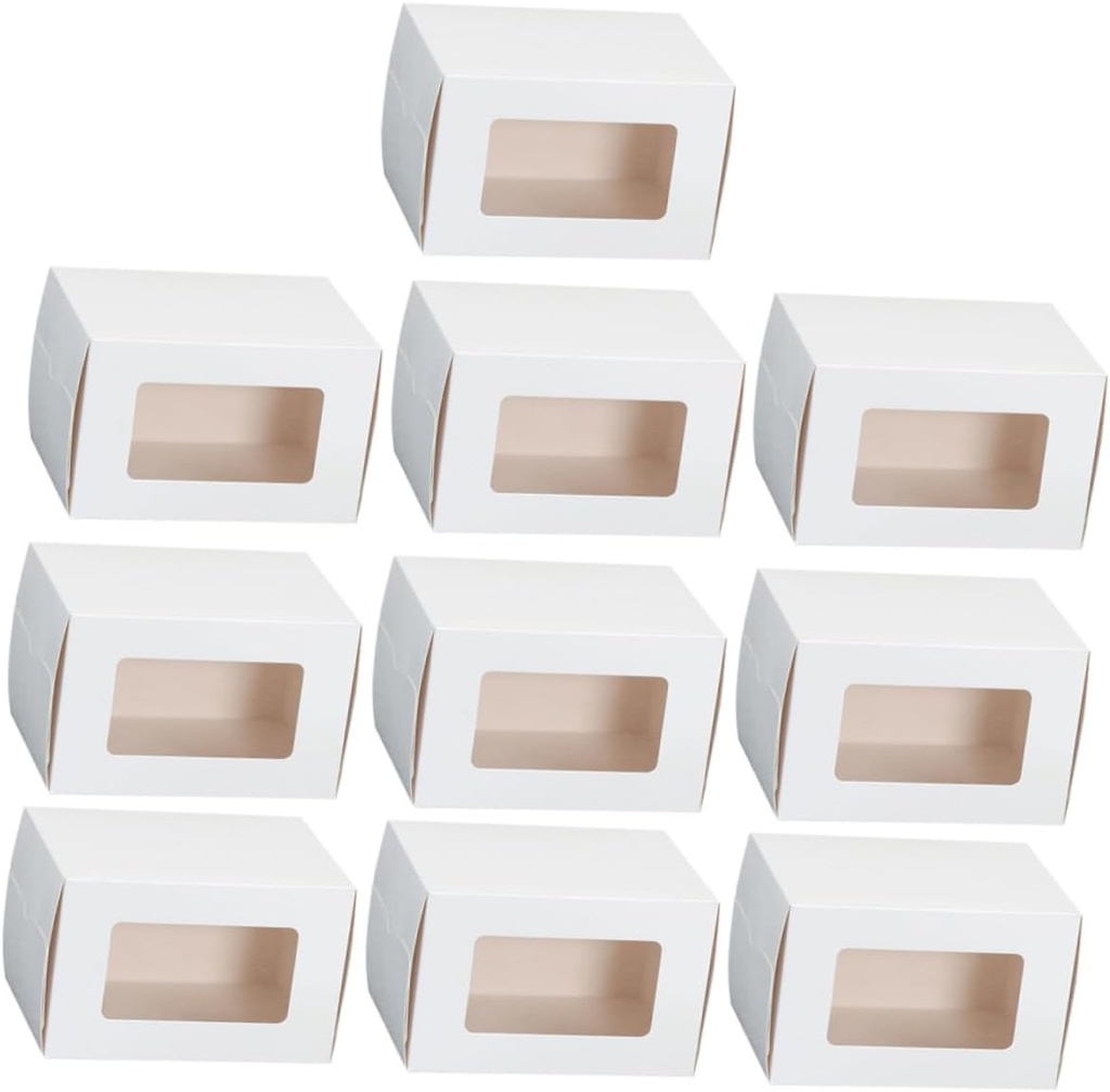 BESTOYARD 10Pcs Transparent Window Cake Box Creative Dessert Packaging Sweets Cupcakes Easy to Fold Elegant Display for Bakeries and