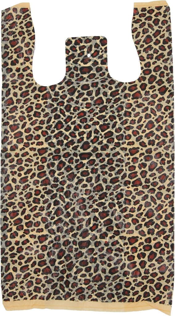 SSWBasics Durable Medium Leopard Print Plastic T-Shirt Bags for Small Business - 11 ½” x