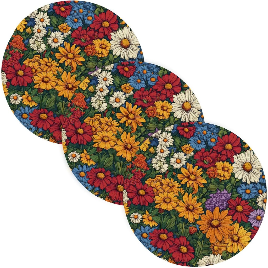 3 Pcs Trivet Hot Plate for Crock Pot 15in Heat Resistant Pad Farmhouse Kitchen Decor alfombrilla de para cocina Beauty Spring Colorful Flower