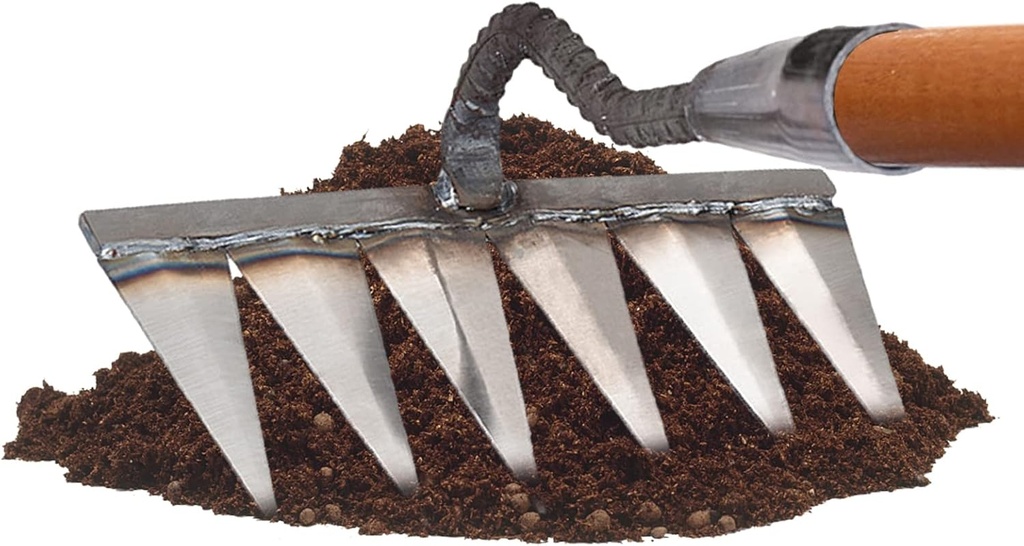 Shakven Dethatcher Carbon Garden Hand | Metal Heavy Duty Tine,All Steel Hardened Hoe Garden Hand Tools Gardening Hand Tools for Backyard Lawn Loosening Planting Weeding