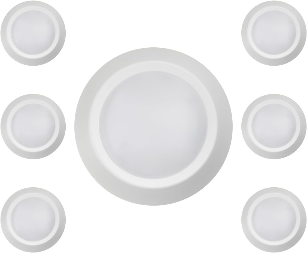 Flush Mount Low Profile Disk Light Fits for 3" or 4" J-Box,CRI90, 1000lm, 11W, Surface Mount Ceiling Light 5CCT (6 Pack)