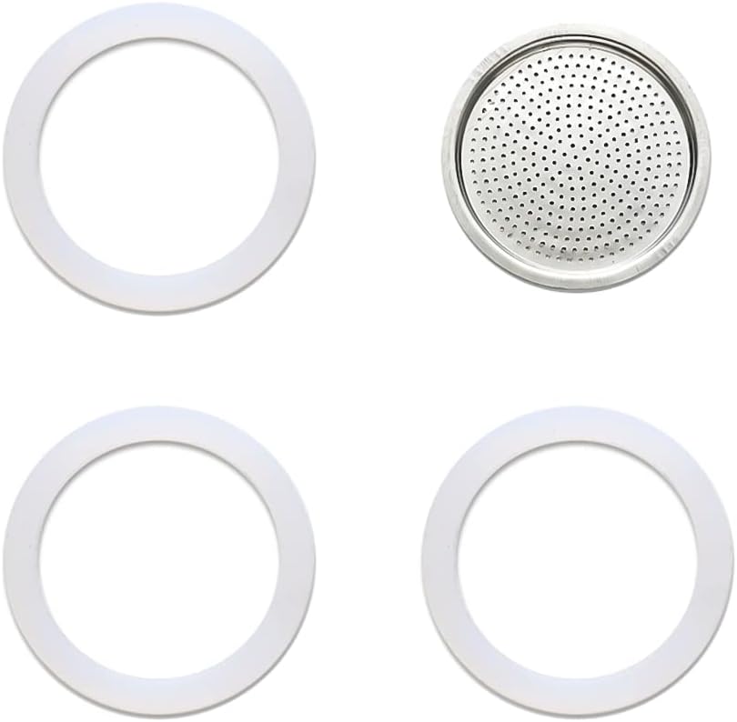 Moka Pot Replacement Spare Coffee Espresso Filter Plate Gasket Seal Ring Food Grade Silicone for 3 cup Aluminium Stovetop Coffee Maker Pots (3-cup)