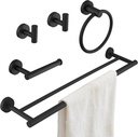 Bathroom Hardware Accessories Set 5 Pieces Matte Black 24" SUS 304 Stainless Steel Bath Double Towel Holder Bar Set Towel Rack Combination Wall Mounted for Kitchen, Laundry, Bedroom